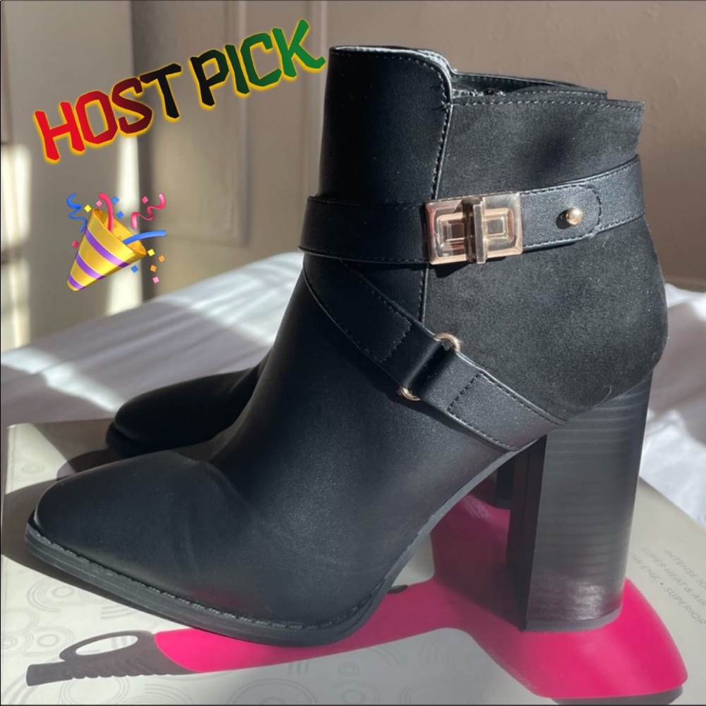 Stacked heel booties